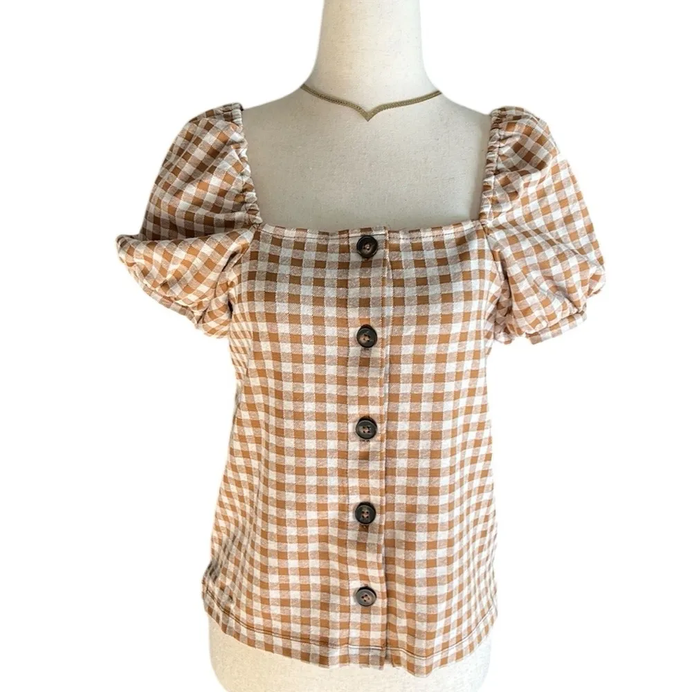 Madewell Gingham Jacquard Square-Neck Puff-Sleeve Top - Image 6