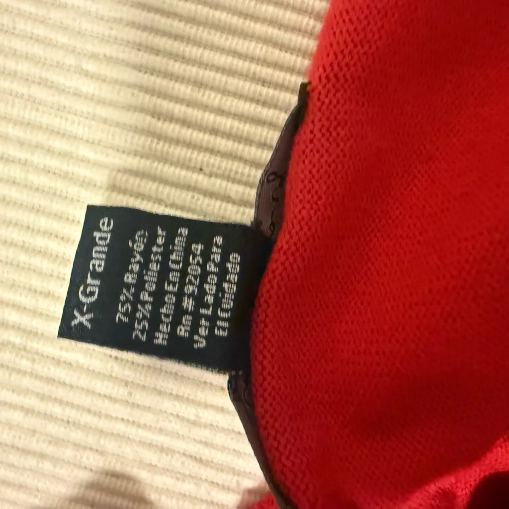 A Love Story Red Sweater XL Rhinestone Sheer Star Detail - Image 5