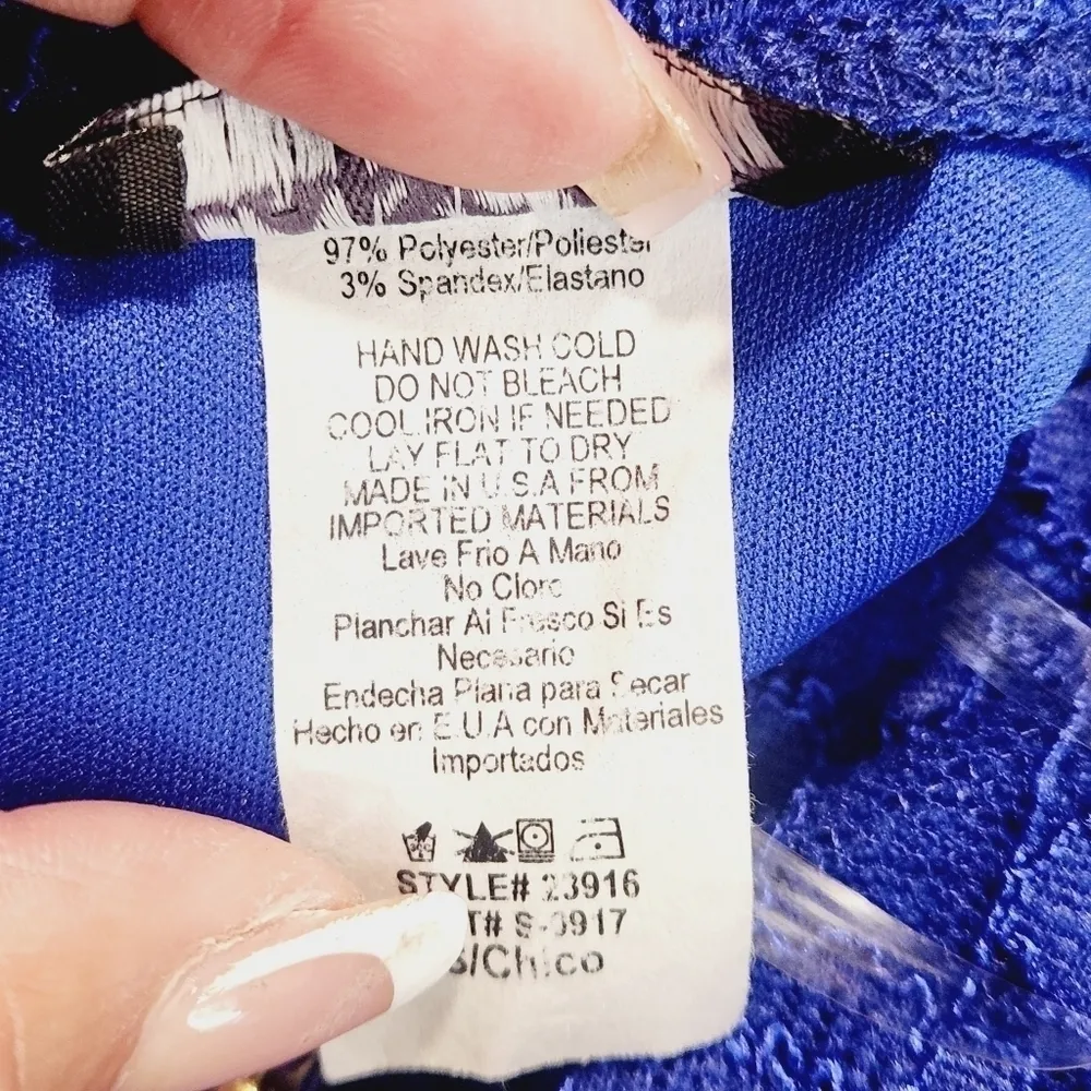 LA Scala Formal Floor Length Lace Rhinestone Neck Dress Size S - Image 14