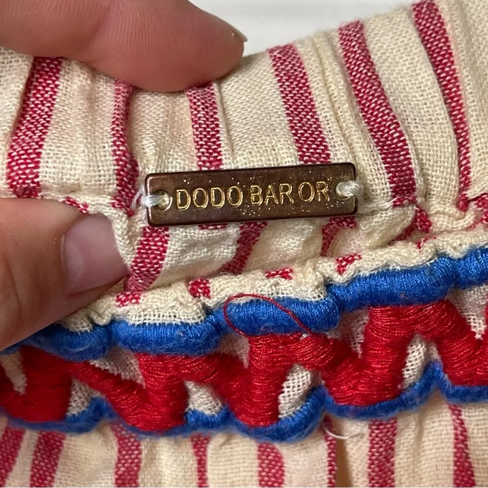 DODO BAR O Pas por toi MIDI SKIRT GAEL RED/IVORY STRIPED COTTON sz L Red Size L - Image 3