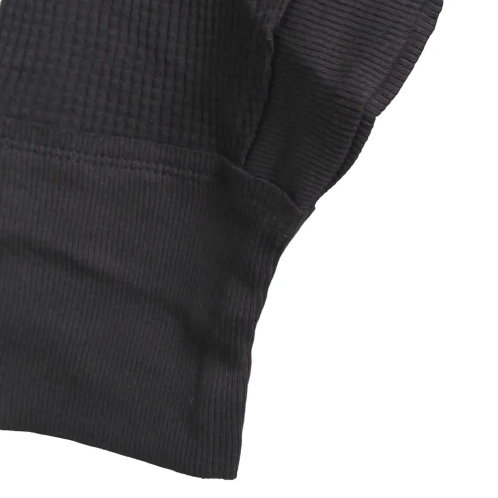 Free People Santa Clara Thermal Top Shirt Black Slouchy V-Neck L New - Image 4