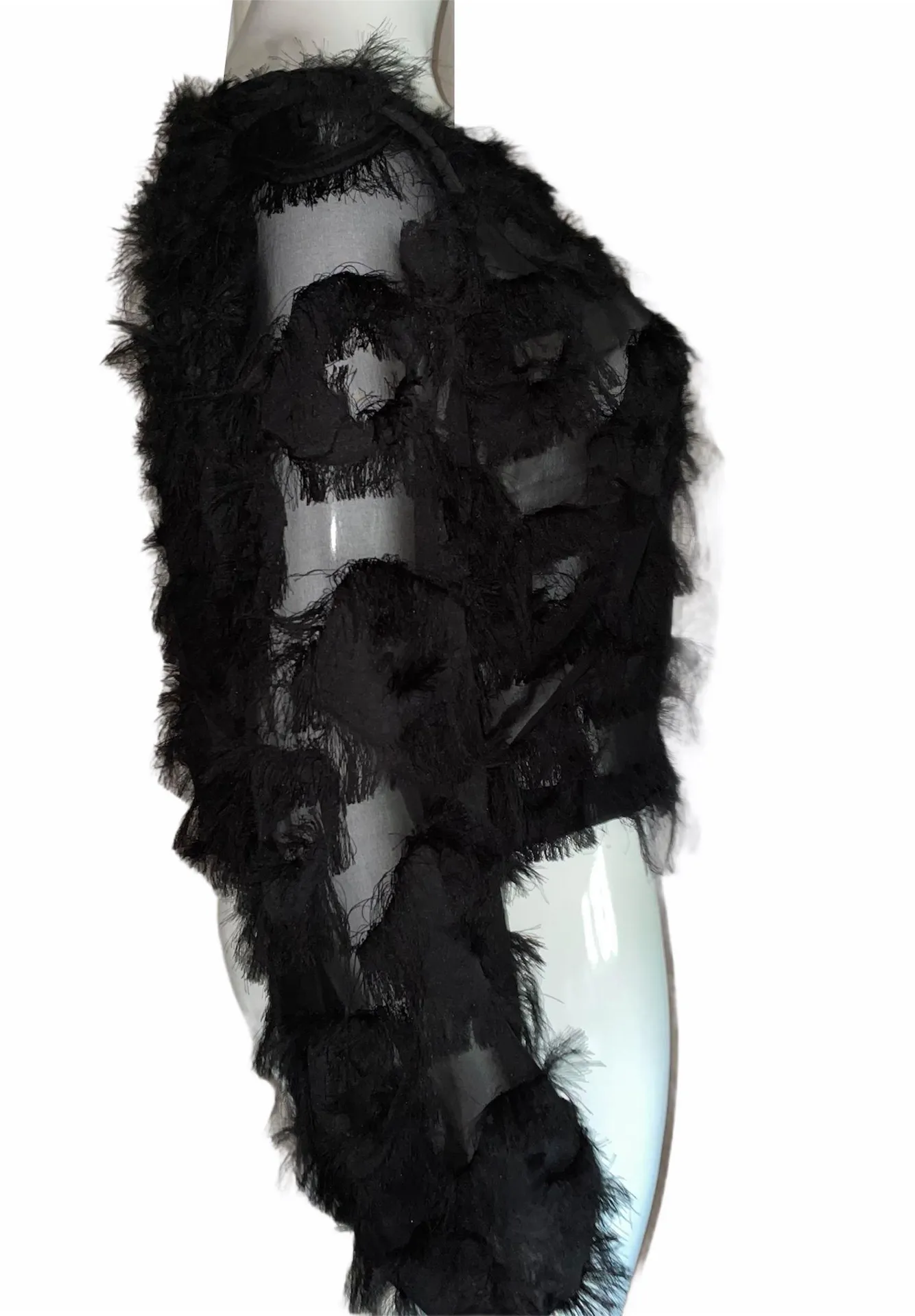 Fringe Patch Mesh Blouse - Image 6