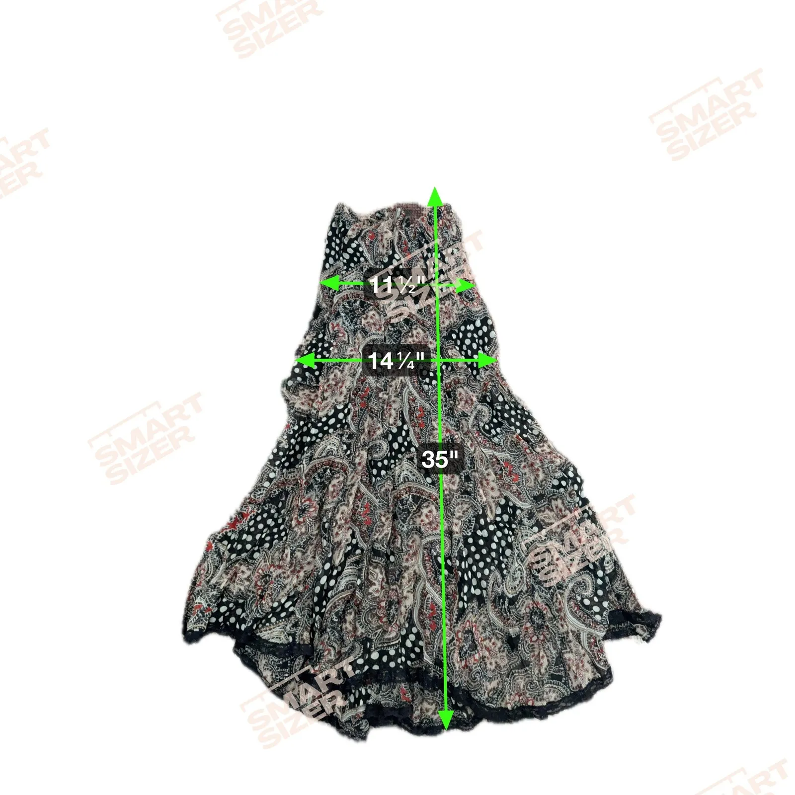 Rafael Womens Maxi Skirt Size S Black Mixed Print Paisley Polka Dot Boho Indie - Image 9