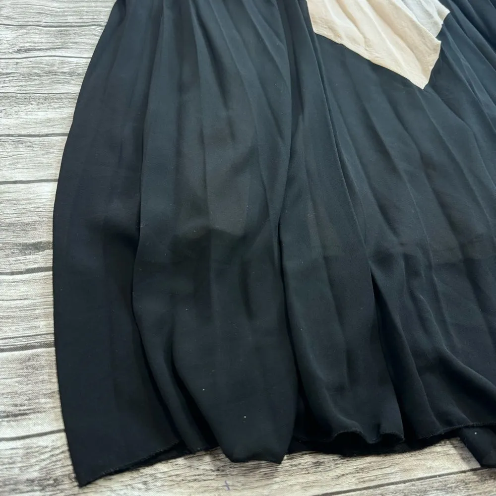 Vivayou Women's Maxi Dress Tan Beige Black Accordion Pleat L LG Large Ruffle - Image 8