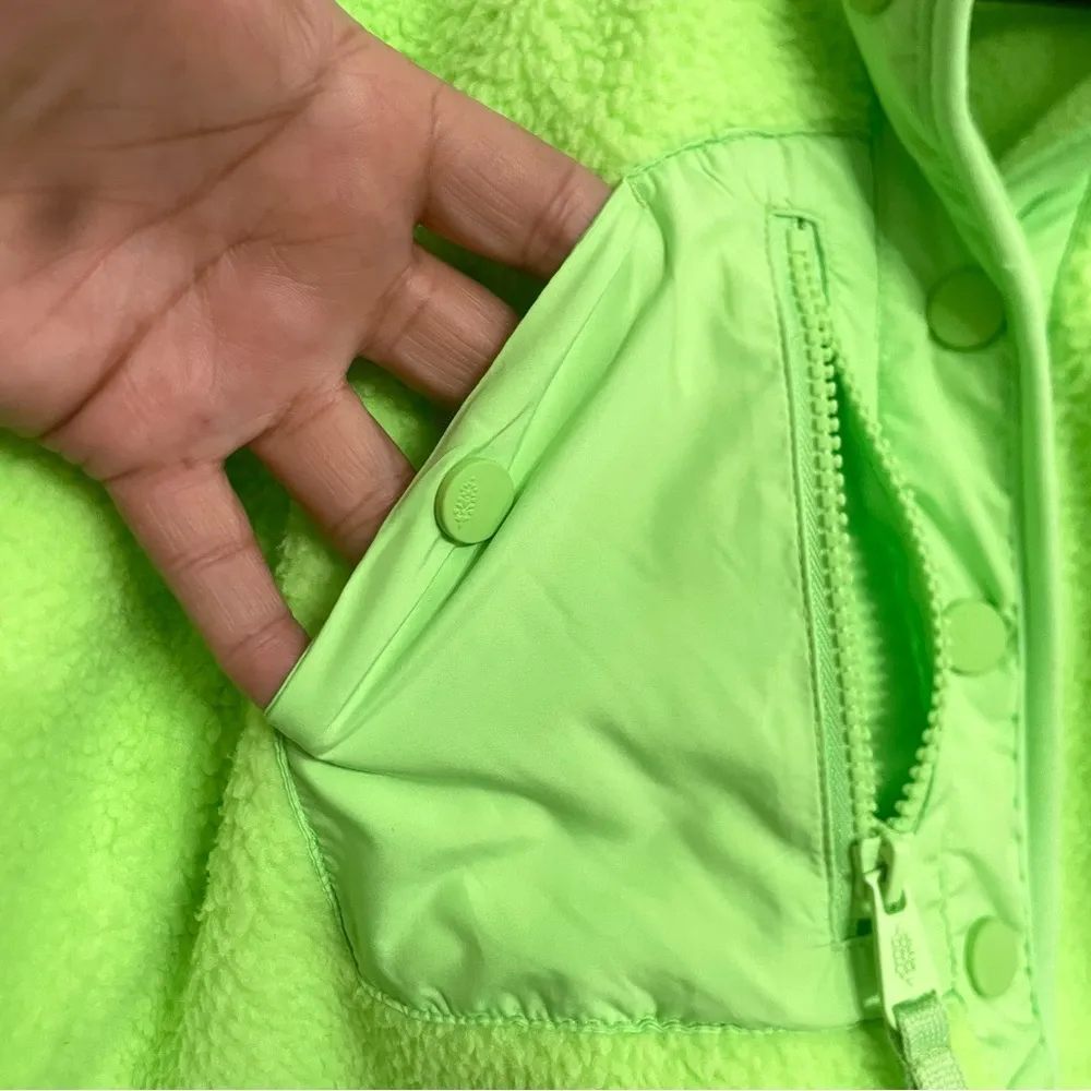 NWT Free People Movement Womens Jacket Neon Green Fleece Hit The Slopes Size XS - Image 10