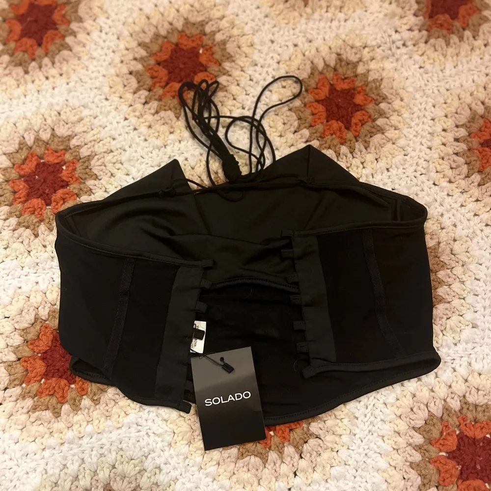 NWT Mesh Lace Up Back Corset Top in Black - Image 3