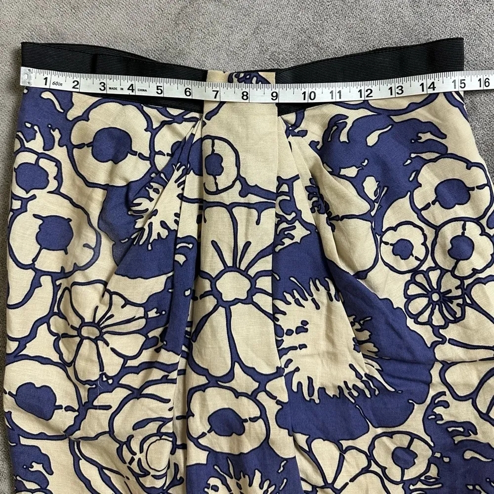 3.1 PHILLIP LIM Blue and White Floral Linen Skirt Size 6 - Image 6