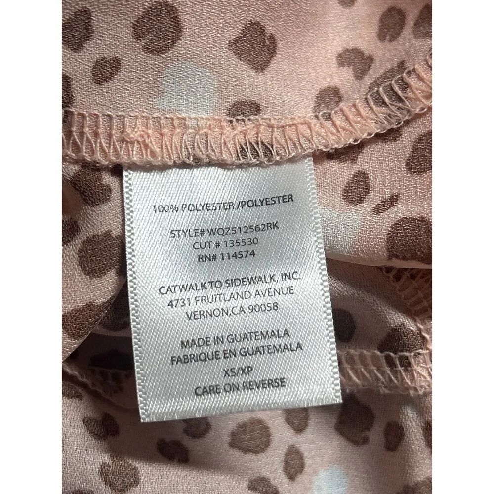 Pleione Women's Collared Pink Animal Print Peplum Wrap Top XS NWOT - Image 10