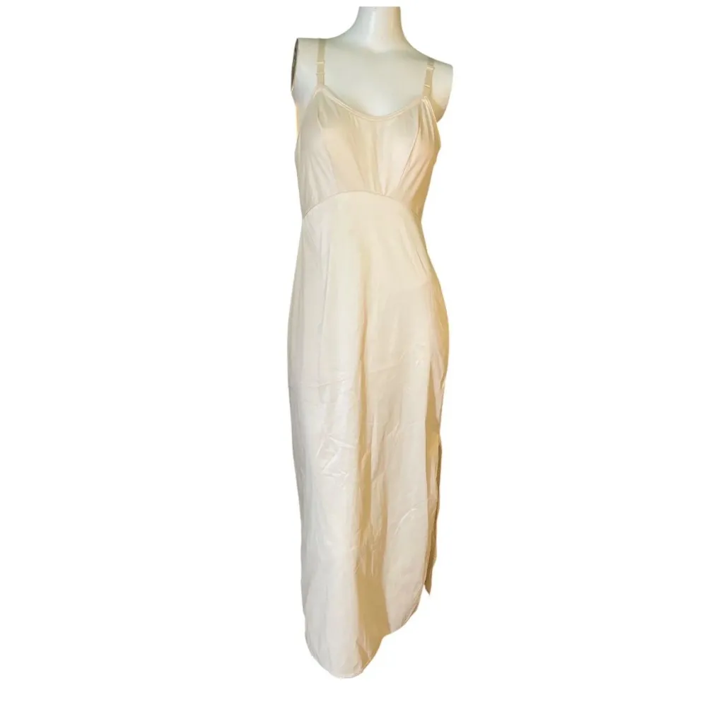 Van Raalte Vintage 60s Pale Pink High Side Slit Slip Dress 34 - Image 7