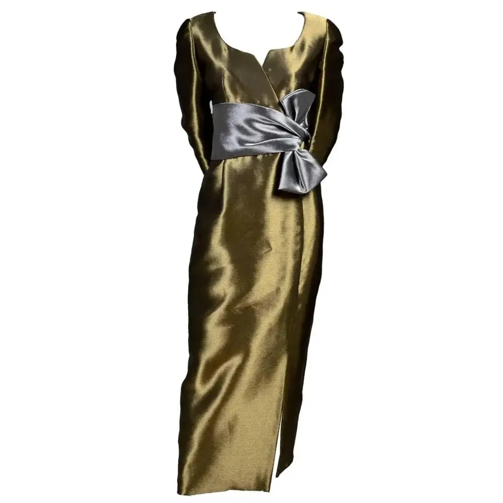 Stanley Platos Martin Ross VINTAGE deadstock gold metallic silver formal gown 10 Size 6 - Image 4