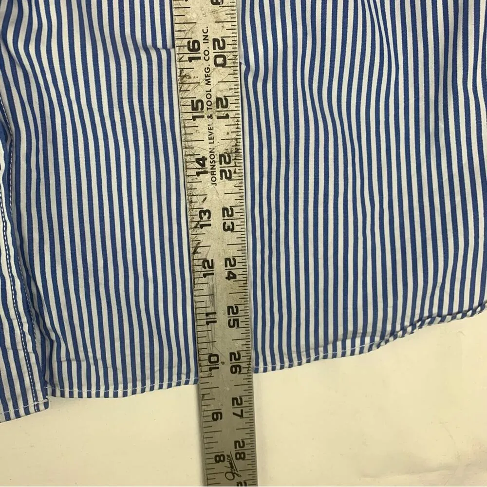 J. Crew women's large Haberdashery Blue white stripe Casual Button Down Shirt - Image 9