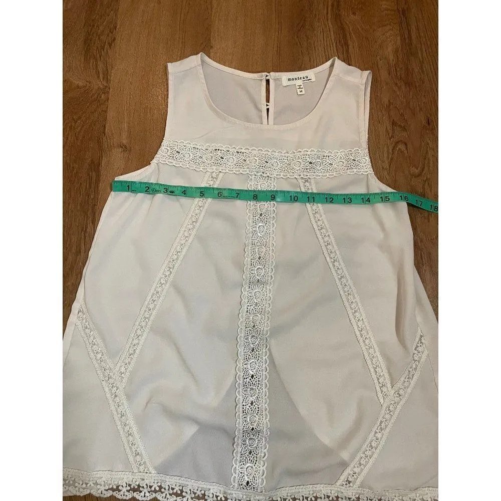 monteau embroidered lace cream tank top sz M Athletic Pants - Image 7