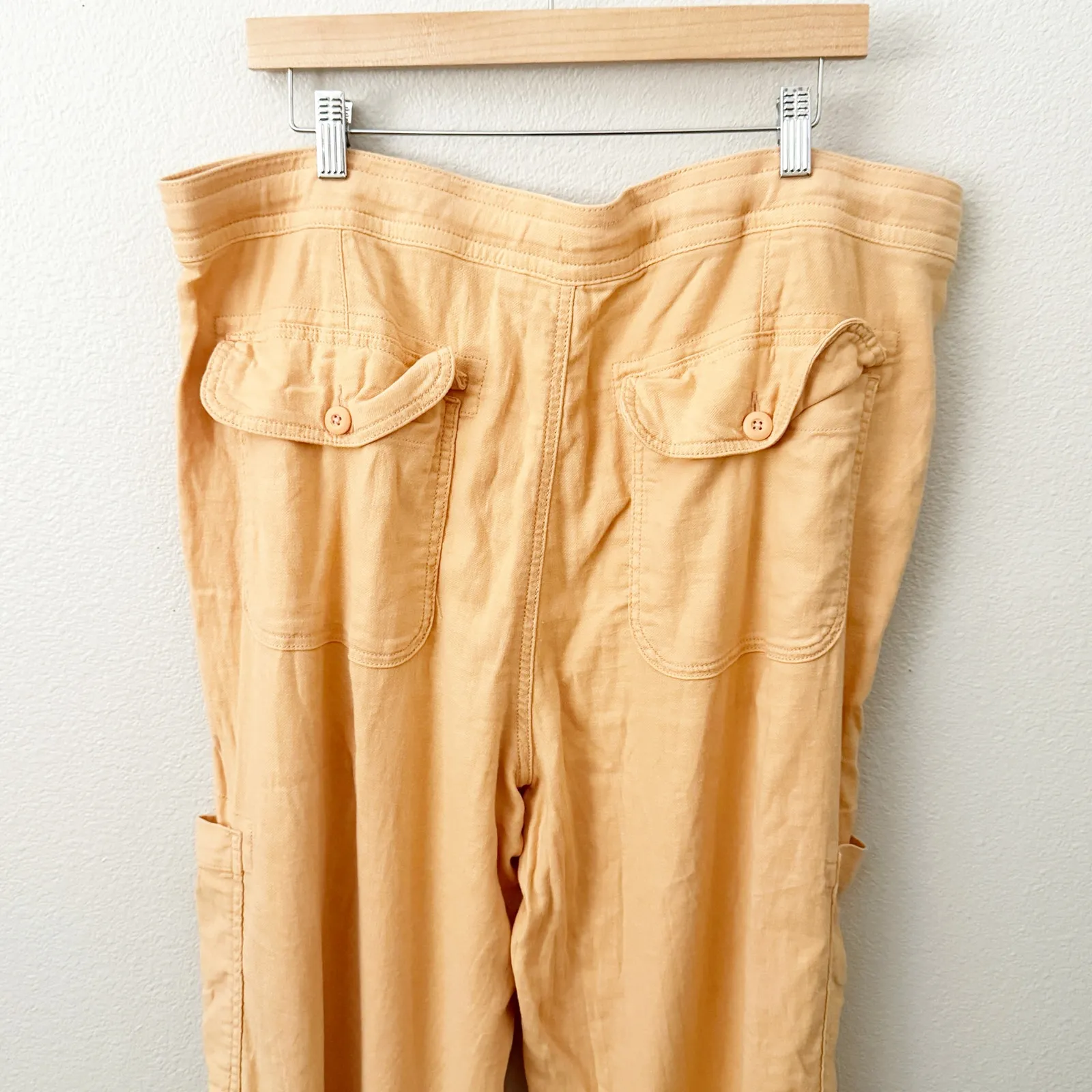 AMERICAN EAGE | Orange Dreamy Drape Linen-Blend Baggy Wide-Leg Cargo Pant | 18 - Image 5
