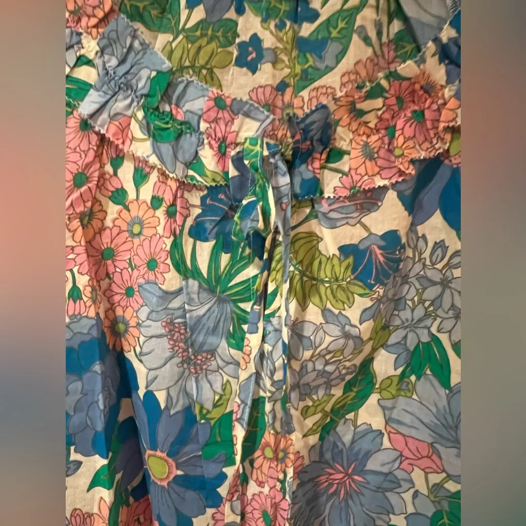 J.Crew Cotton‎ Tie-Front Gathered Sleeves Ruffle Top in Fairy Floral Size XS - Image 6