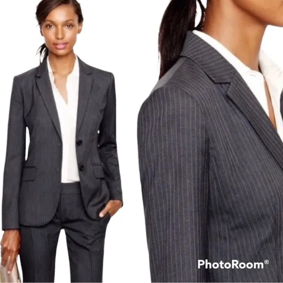 NEW J. Crew Gray Pinstripe Suit Jacket Blazer - Image 2