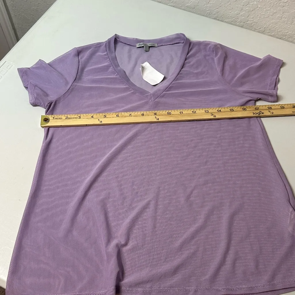 Y2K Vintage Charlotte Russe Sheer V-Neck Fairy Purple Blouse NEW Size XS - Image 6