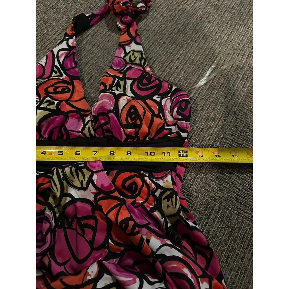 Vtg Y2K Speechless Dress Size XS Short Sun Dress Floral Halter Pink White Black - Image 8