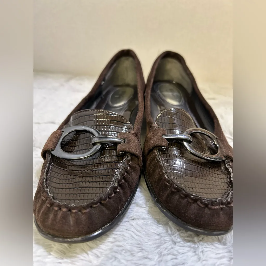 Alfani Dark Brown Suede Loafers with Buckle Detail - Image 4