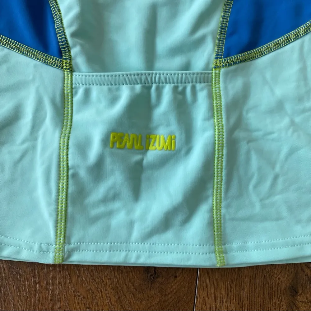 Pearl Izumi Teal and Navy with lime stitching Tank Top size M - Image 4