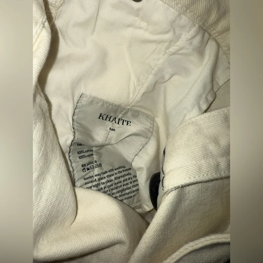 KHAITE The Ian High Rise Loose Wide Leg Jean in Ivory Size 29 - Image 6