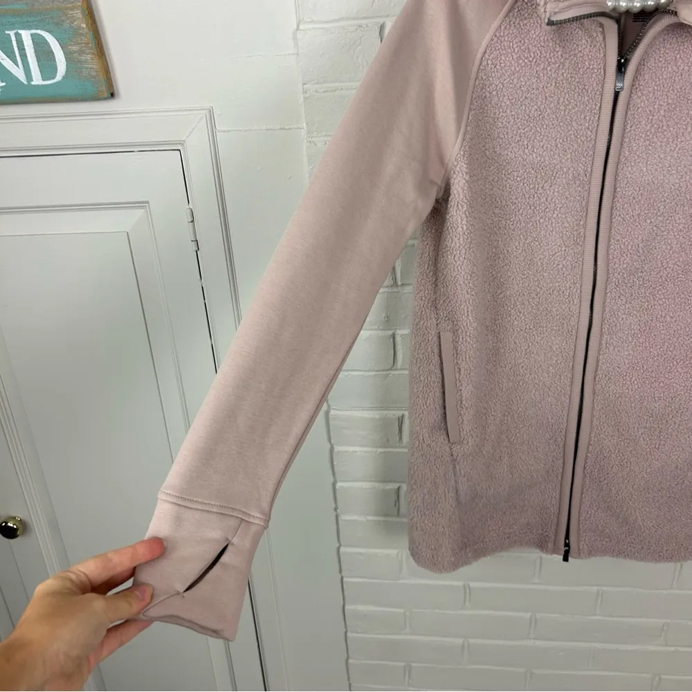 All in Motion Baby Pink Nubby Knit Teddy Activewear Zip Up Jacket Size XS - Image 6