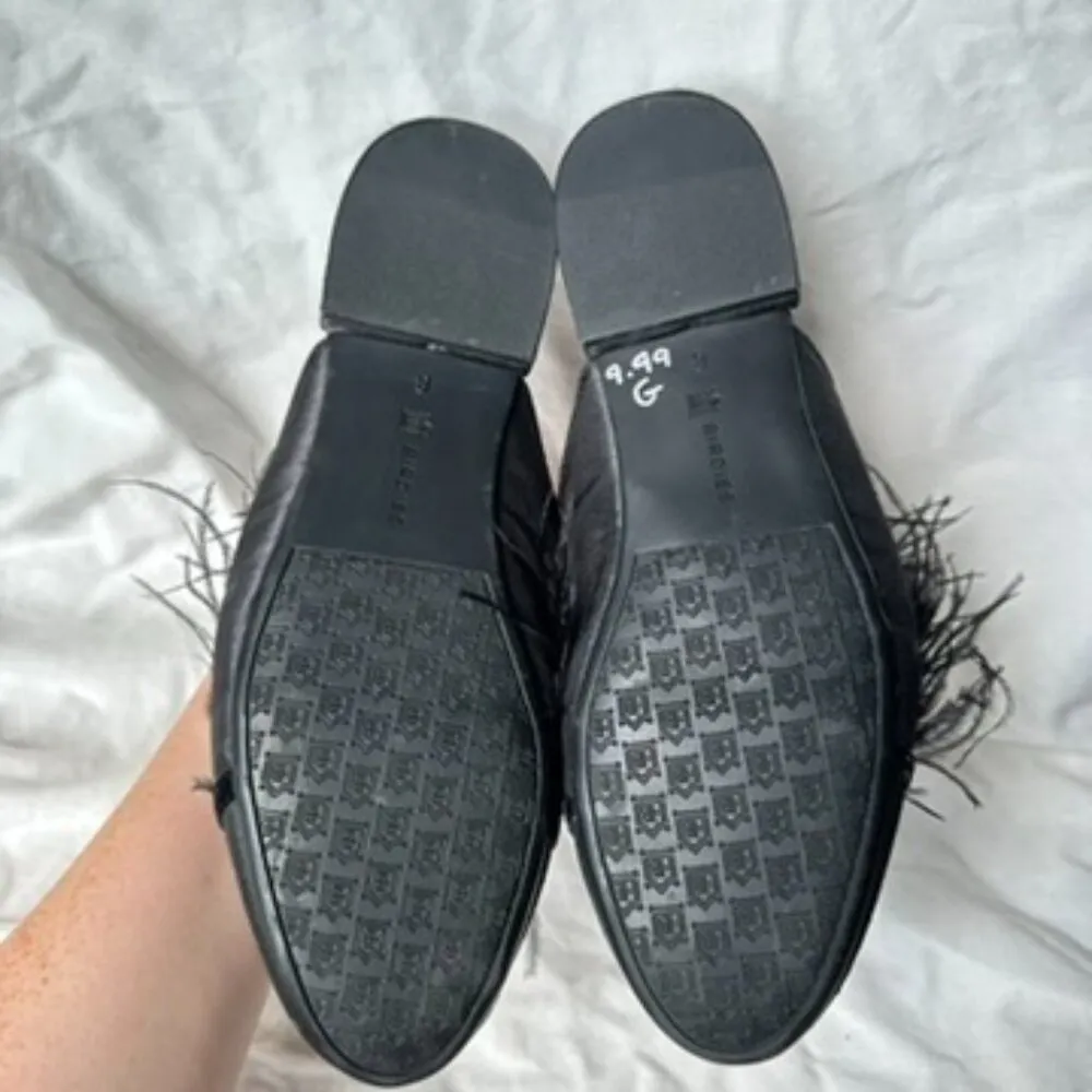 Birdies Size 8 The Lovebird Feather Trim Mule‎ Classic Black Feminine Chic - Image 5