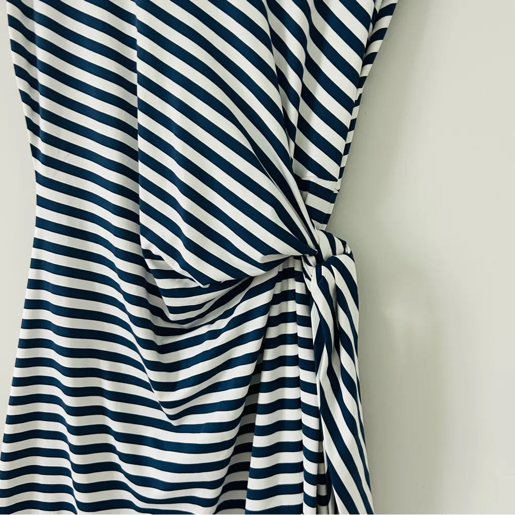 J. McLaughlin Elora Side Tie Blue White Stripe Short Sleeve Catalina Cloth Dress - Image 6