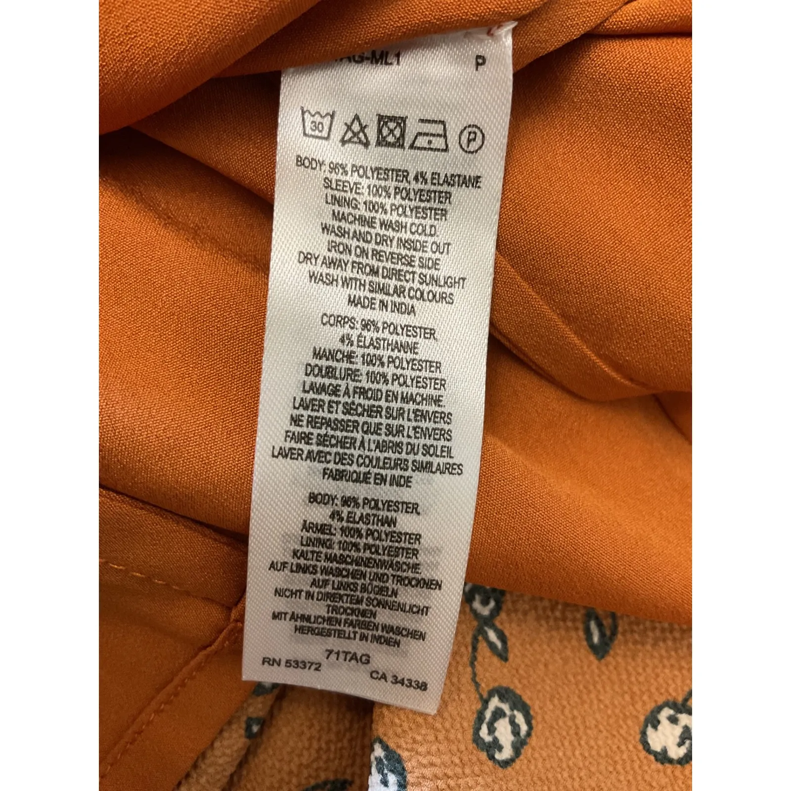 French Connection Dress‎ Orange Floral Square Neck Long Sleeve Midi - Image 9