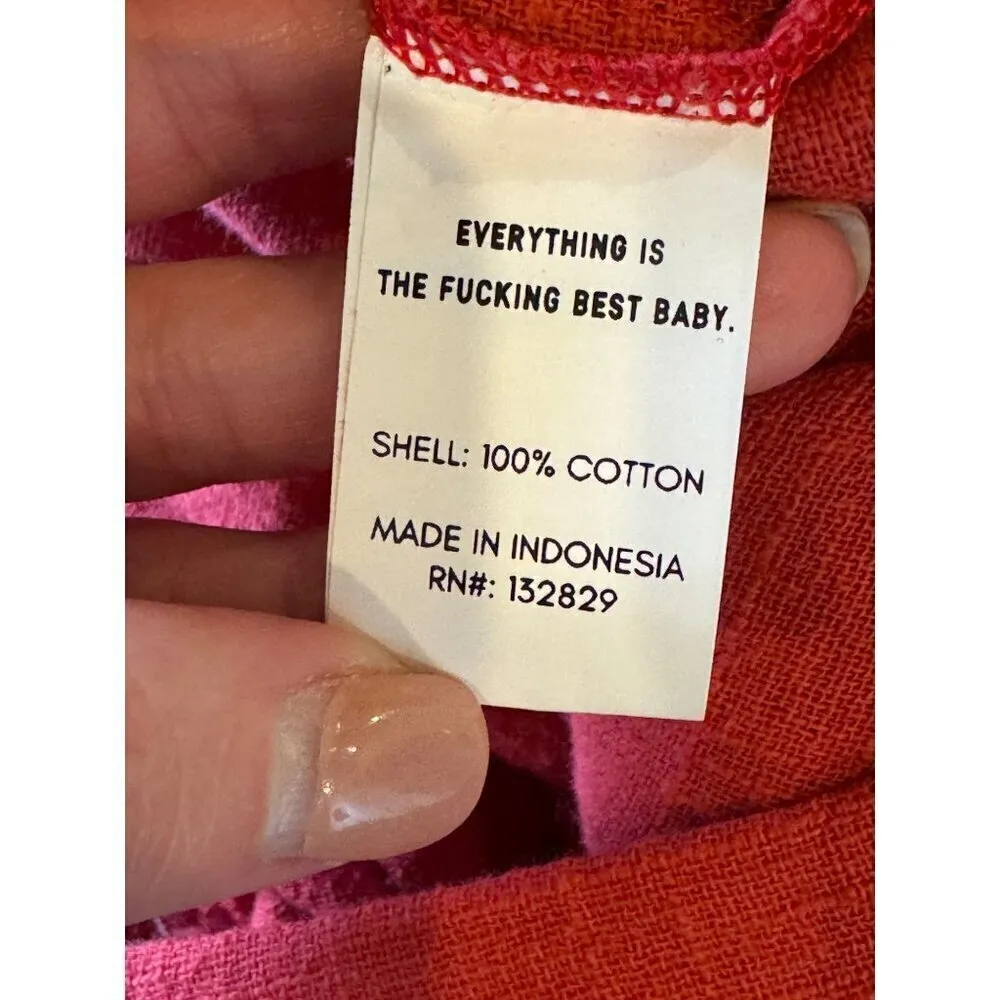 LPA Pants Women Medium Red Gauzy Cotton Elastic Tie Waist High Rise Tapered - Image 6