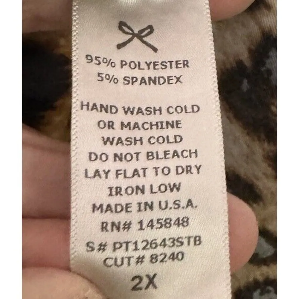 French Grey Leopard Print Blouse Top 2X - Image 5