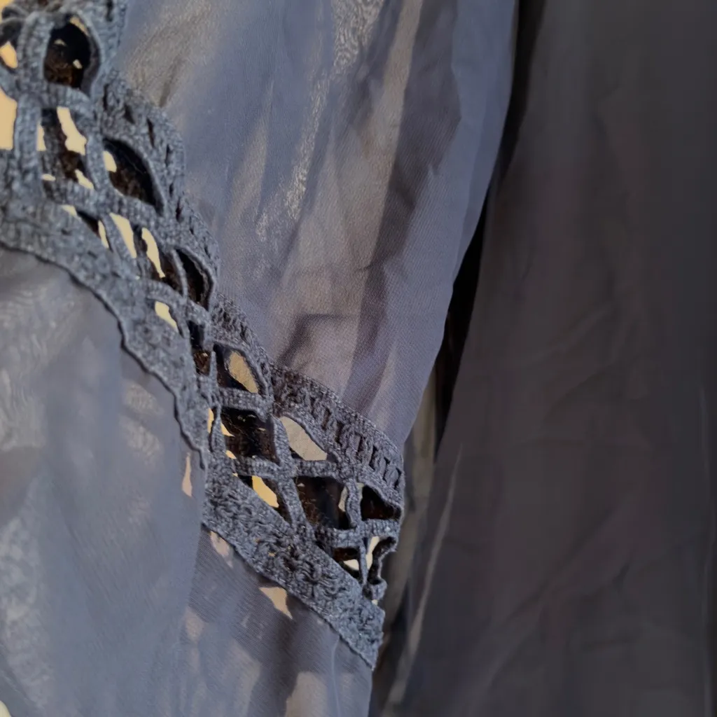 AB Studio Navy Blouse with Lace Detail - Image 3