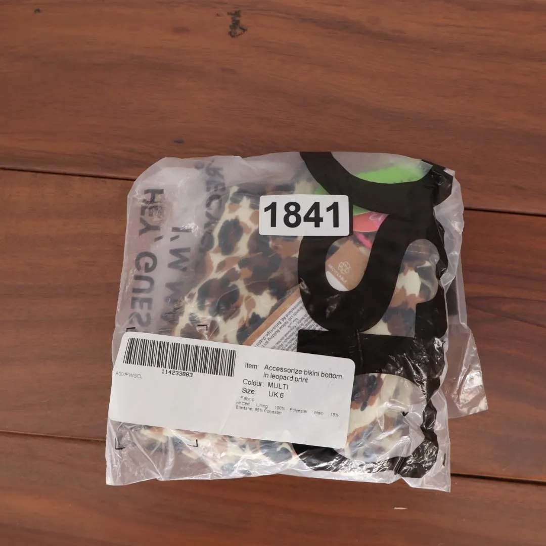 Accessorize Bikini Bottom Leopard Print Multi Tie Side Size 2 Brown - Image 8