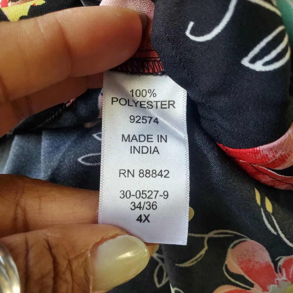 Woman Within Sleeveless Floral Button Down Shirt Top 4X - Image 7