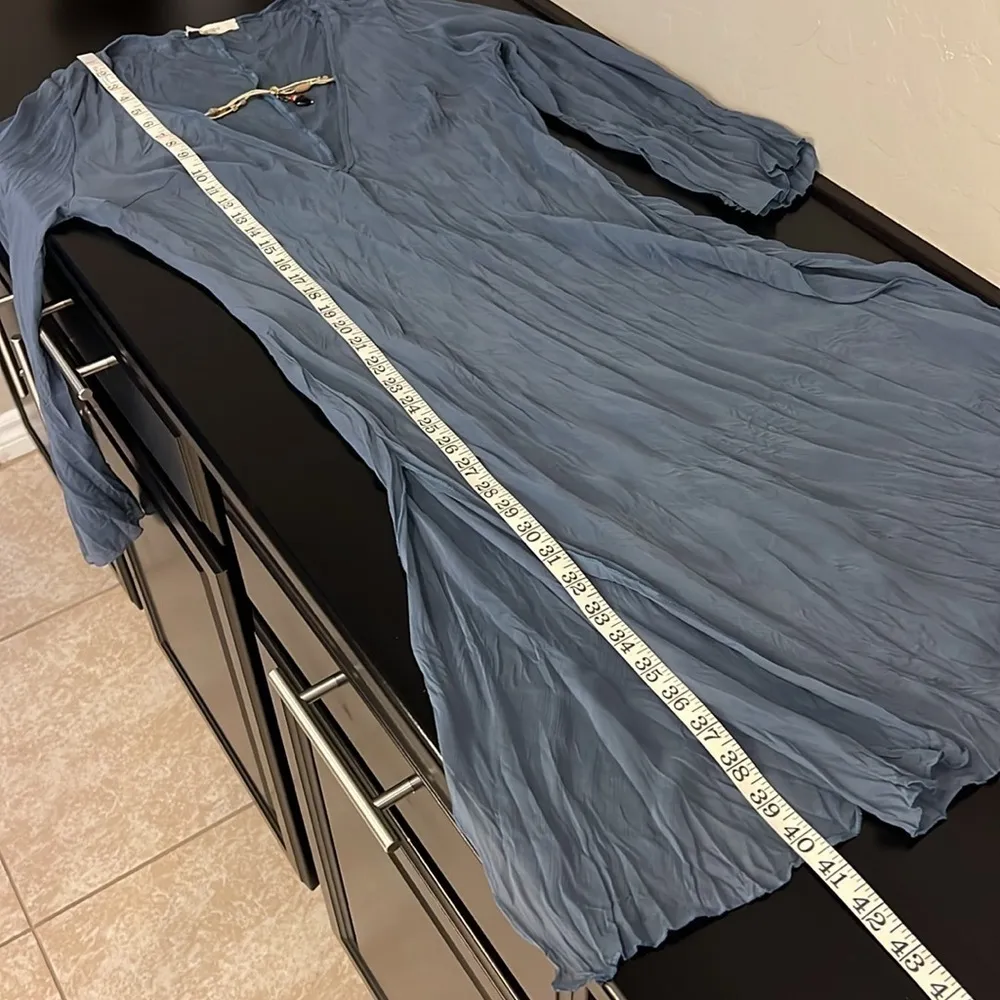 Y London crinkled sheer beach cover, long split sleeve, blue grey sz M(42 Eur) Size M - Image 8