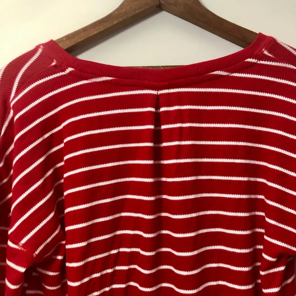 ⭐️Red & White Striped Pajama Shirt Size M - Image 8