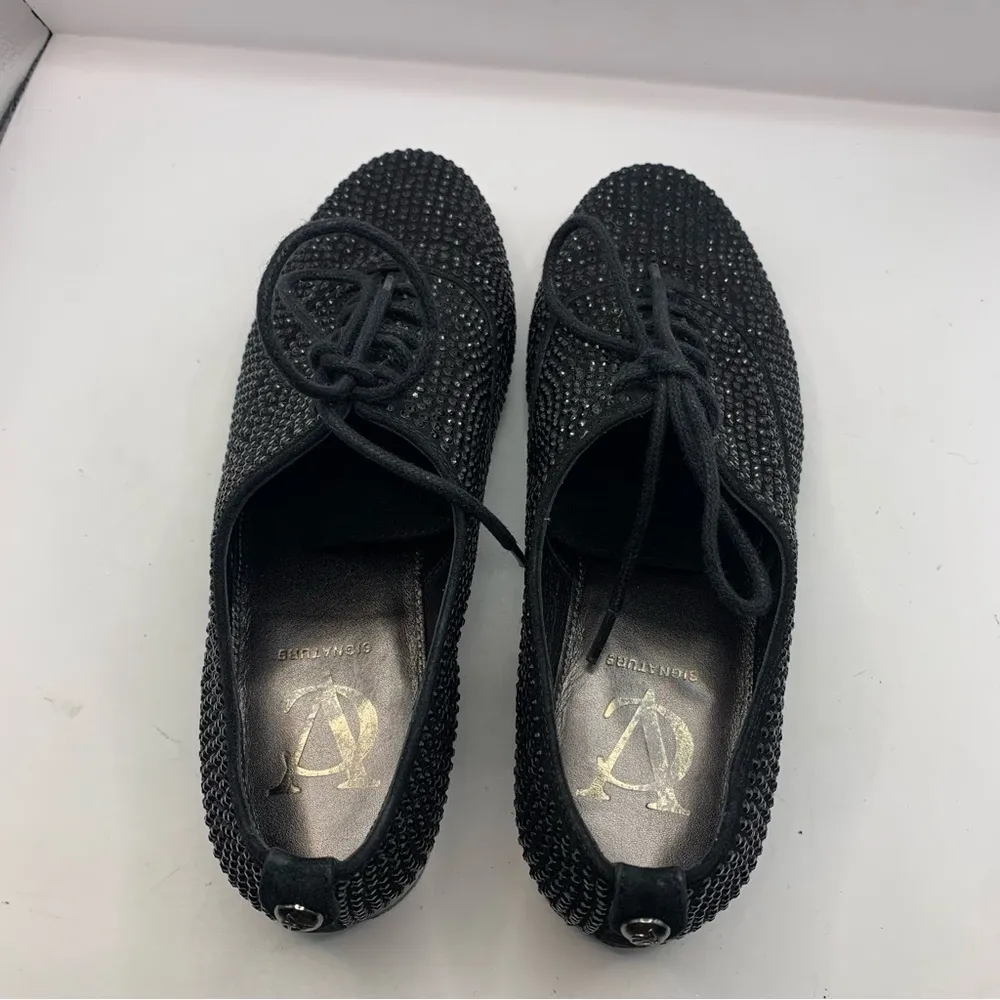 VC Signature By Vince Camuto Shoes Womens 6M bling lace Oxford black - Image 6