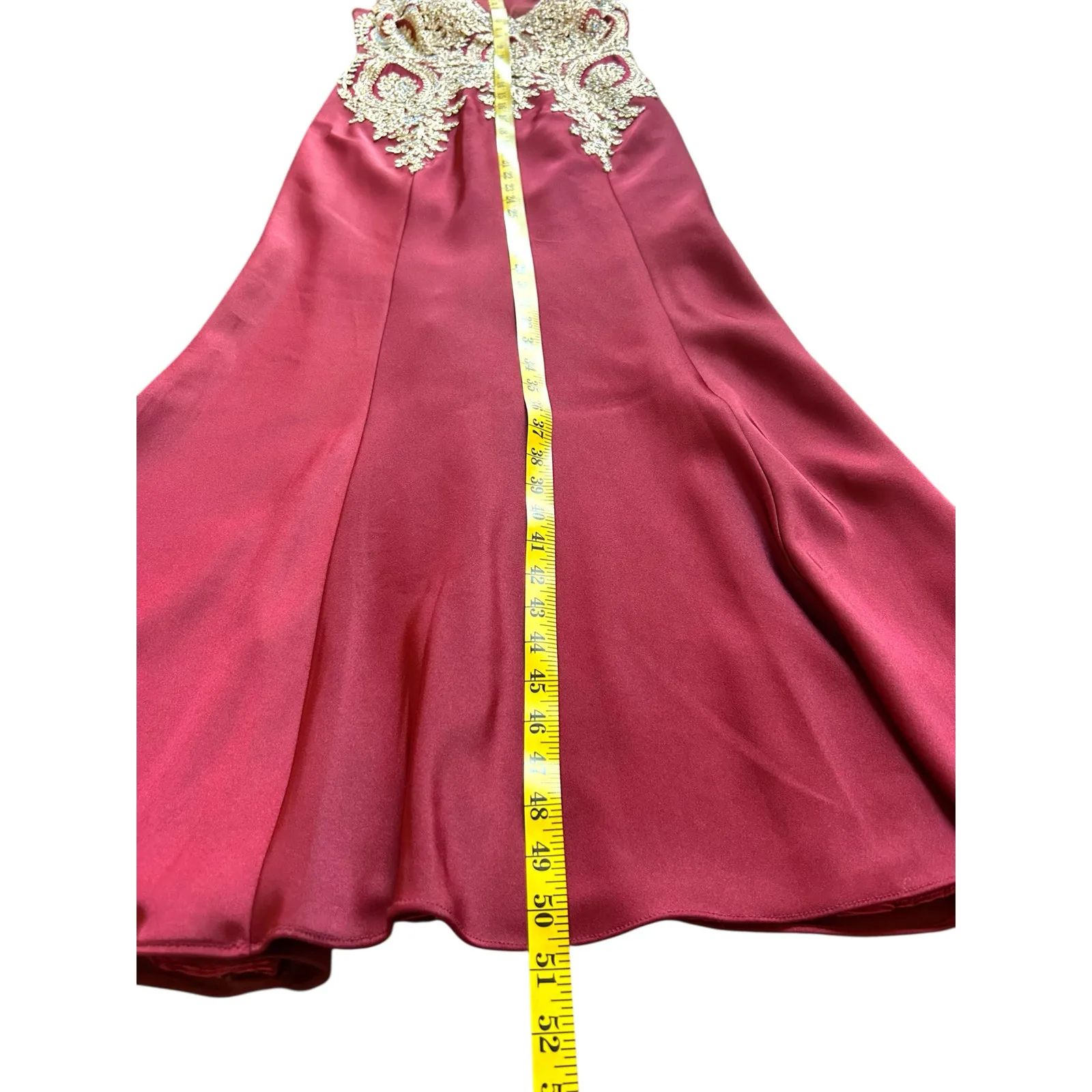 Amelia Couture Burgundy Beaded Evening Gown Formal Dress - Image 16