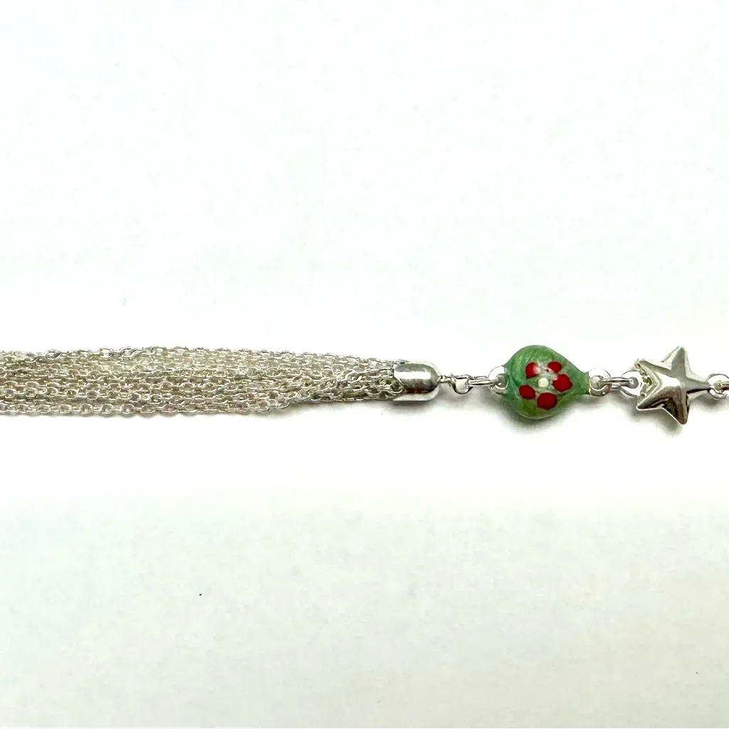 Cute Heart Shaped Enamel Over Startling Silver 925 Hearts Bracelet 7 Inch VTG - Image 6