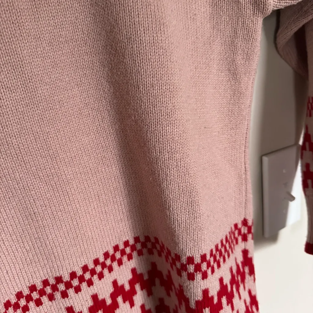 Boden Theodora Pink Milkshake Fair Isle Alpaca Wool Sweater Size M Red Vintage - Image 9