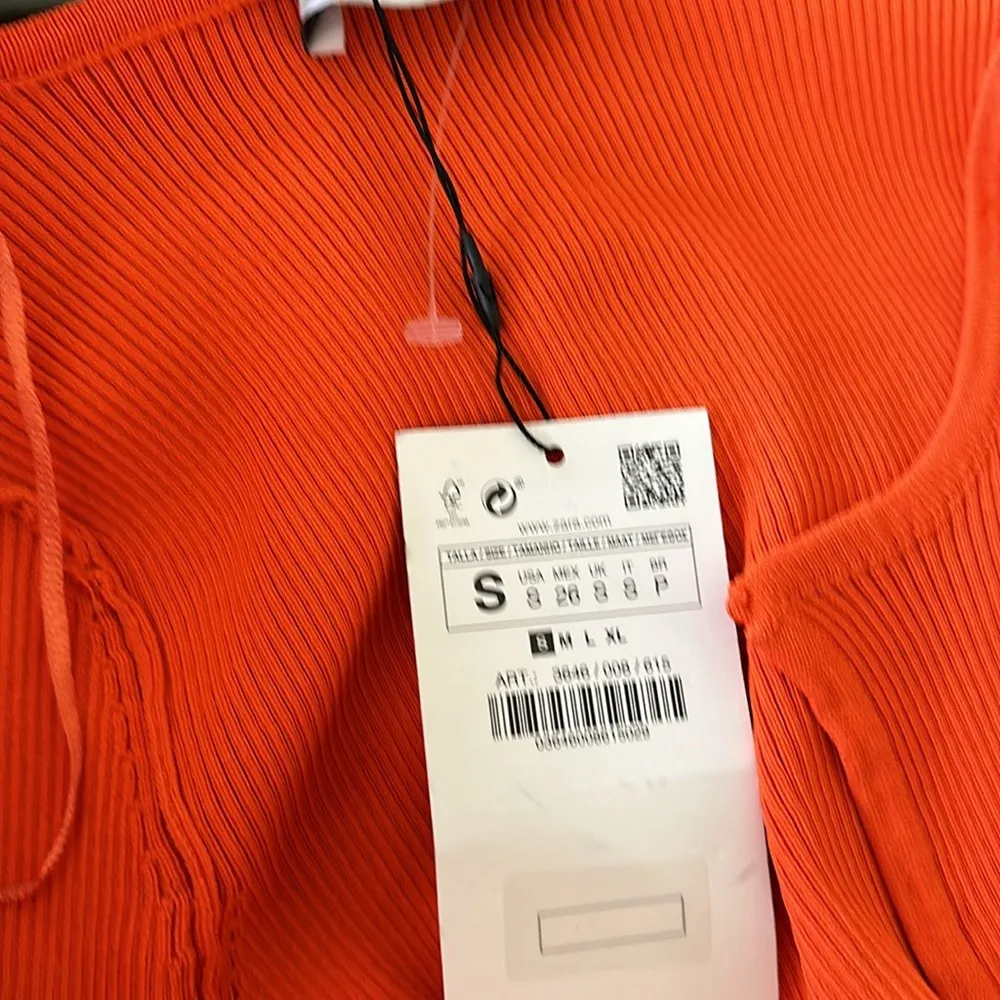 NWT ZARA Ribbed knit cropped cardigan orange 3646/008 - Image 5