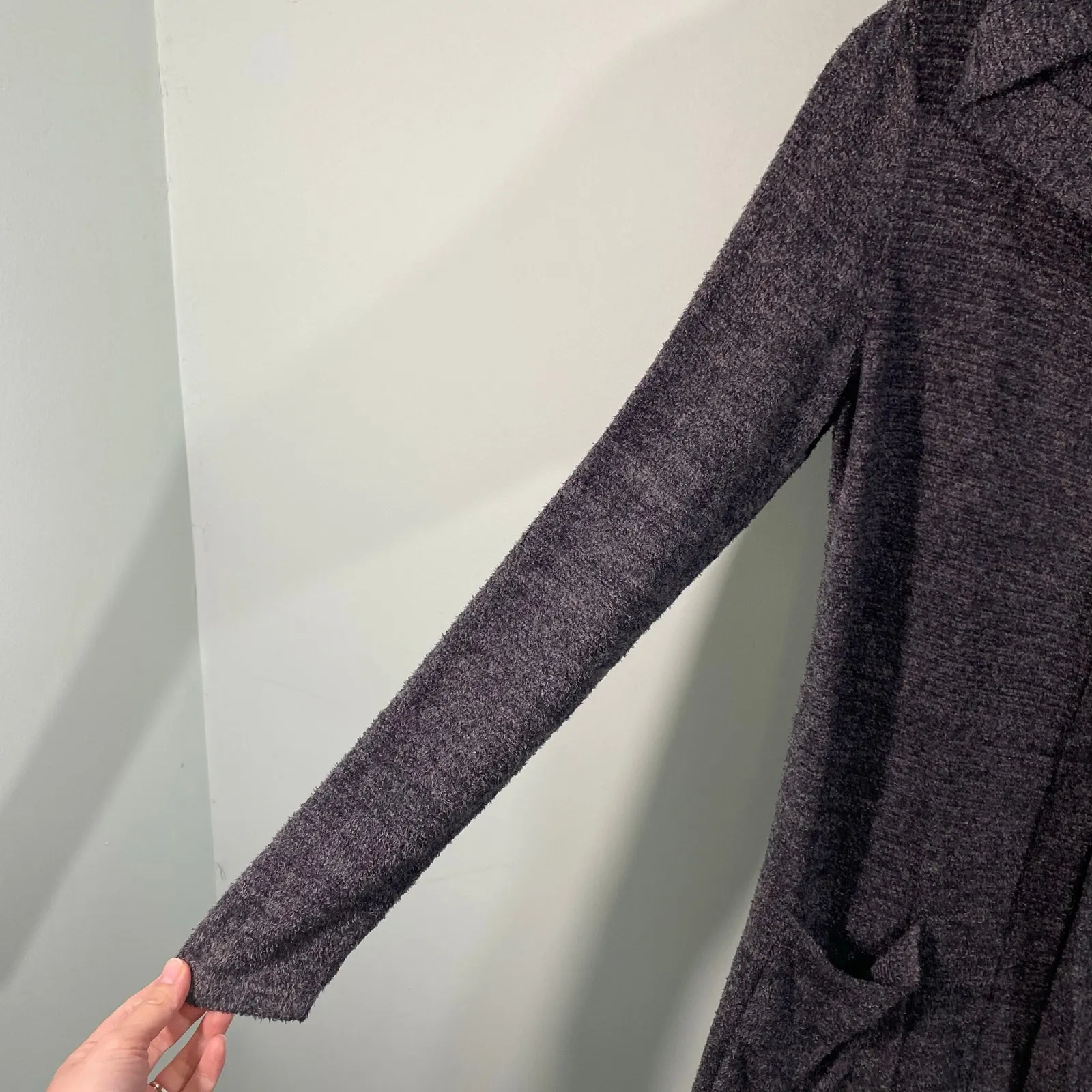 Barefoot Dreams Cozy Chic Grey Open Front Hooded Cardigan Size M #905 - Image 7