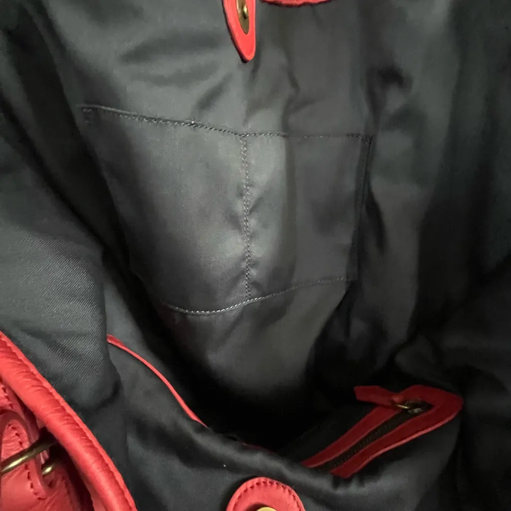 Joelle Hawkins Soft Leather Slouchy Erin Large Perforated Lined Hobo Red - Image 10