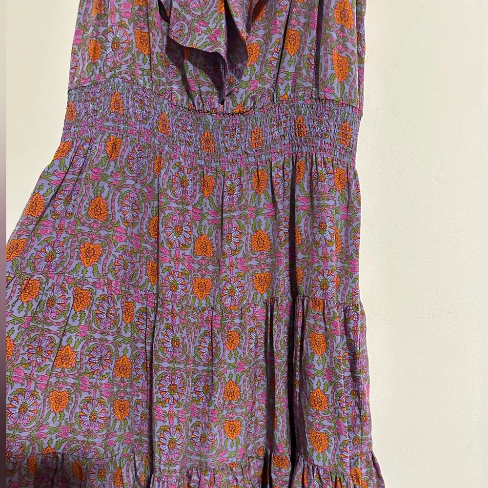 Rebecca Taylor SILK floral smocked waist summer tiered dress - Image 2