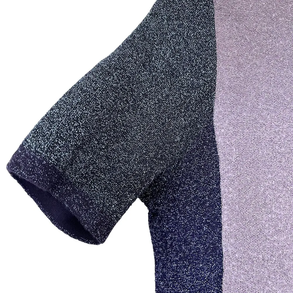 HUGO BOSS Colorblock Top Sweater Pink Purple Black Metallic Wool Blend Large - Image 5