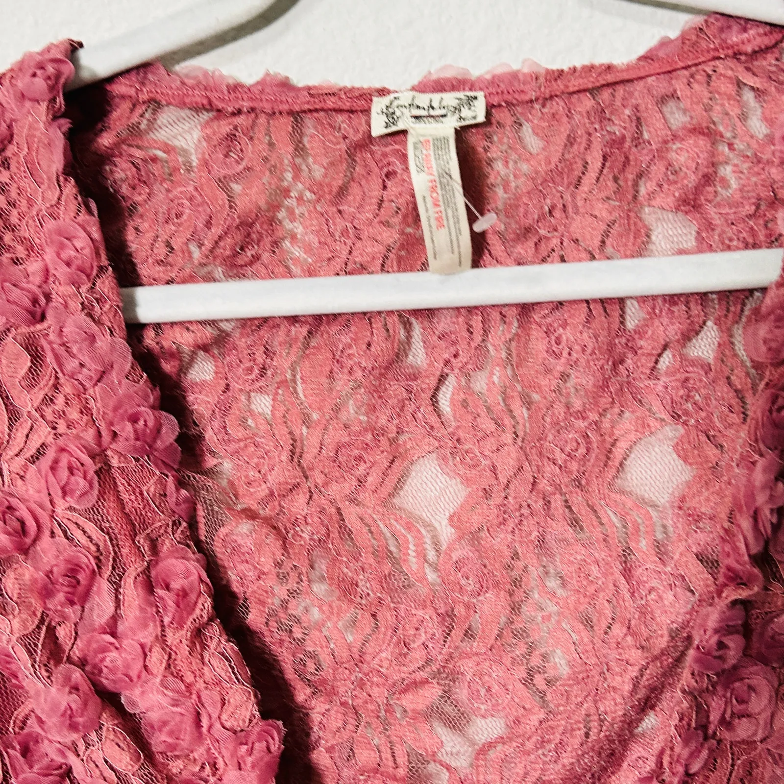 NEW Free People Intimately 2 Haute 2 Handle Pink Rosette Bodysuit Small Coquette - Image 7
