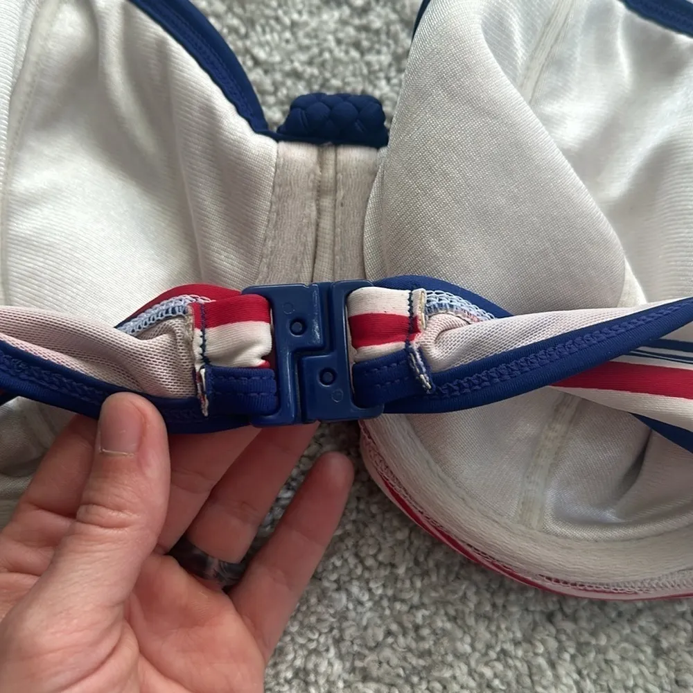 Panache Swim Women's Size M Stella Bikini Set Strapless Red White Blue Stripe Size M - Image 8