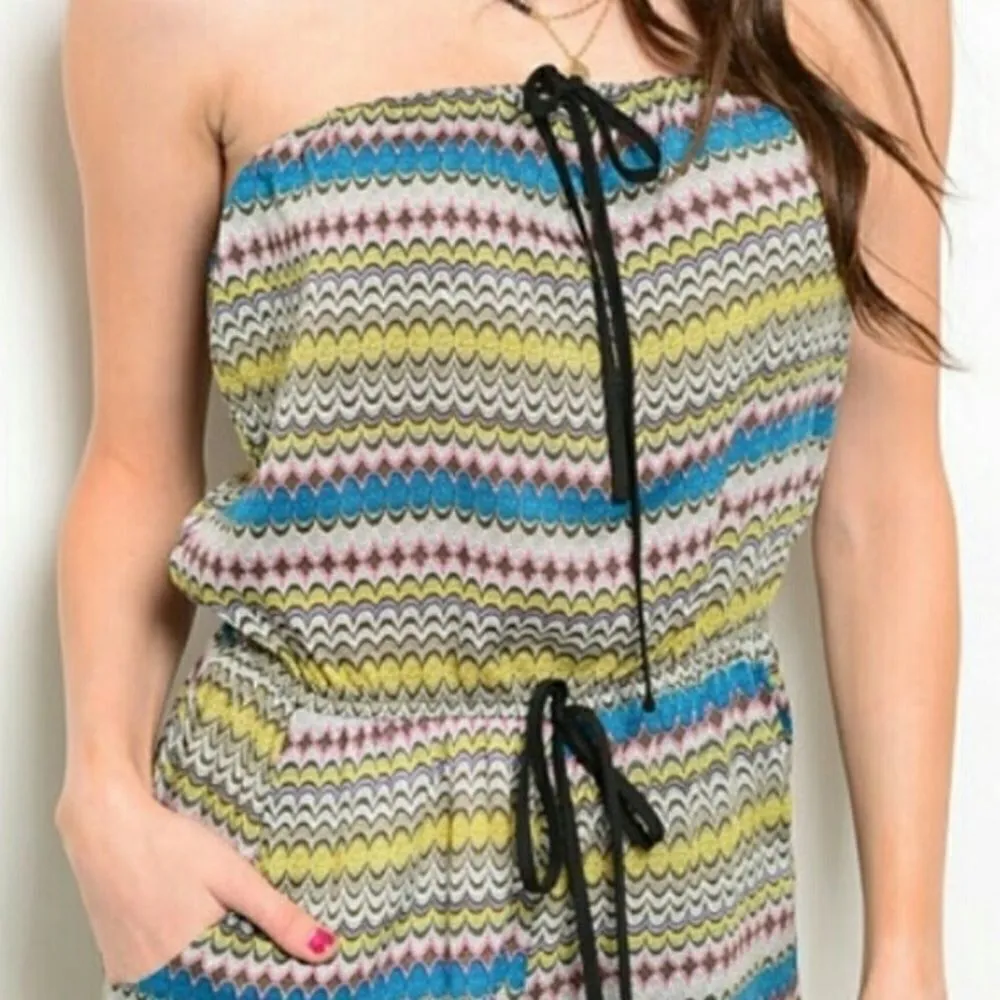 ‎Strapless Lightweight Romper Blue - Image 4