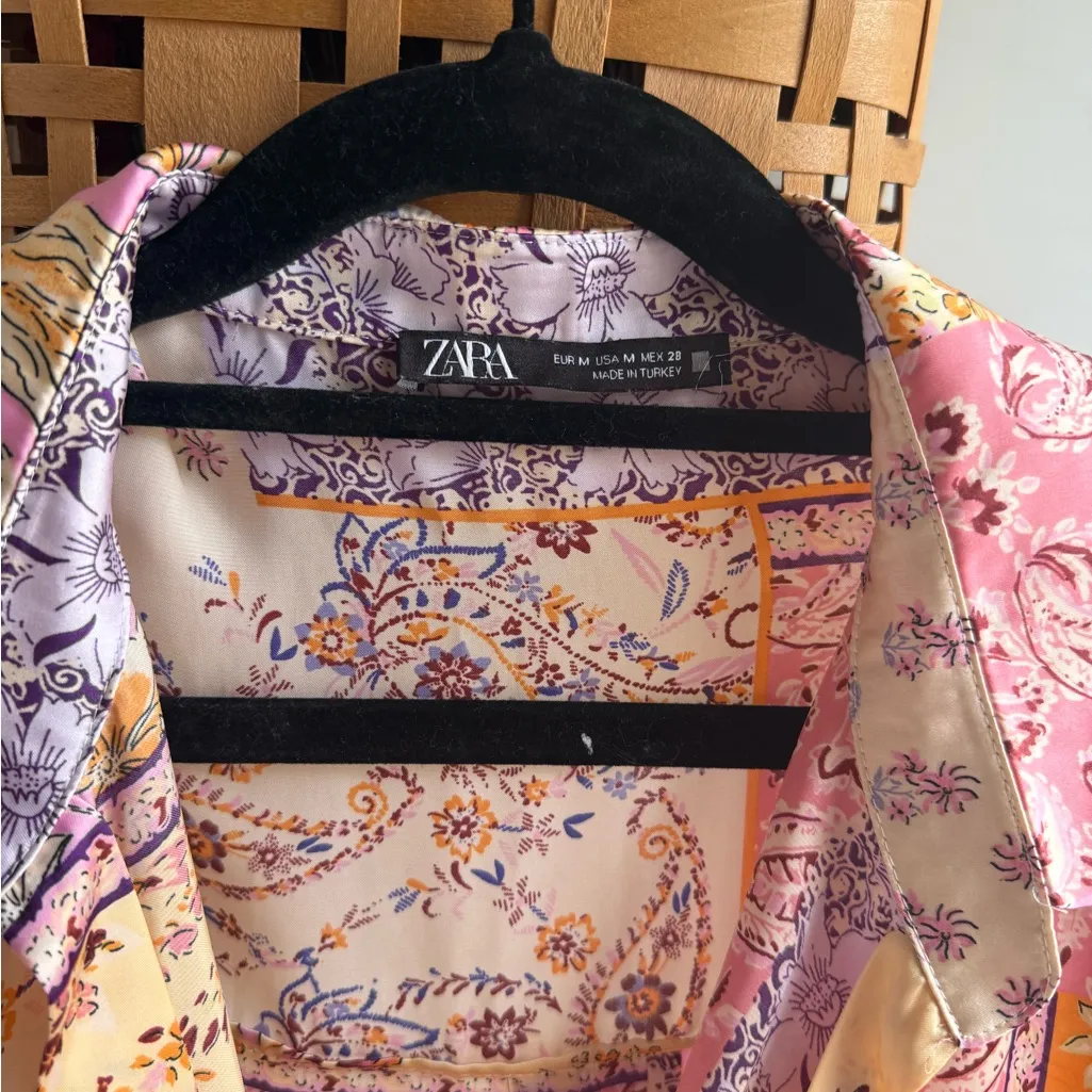 Zara Floral Patchwork Button-Up Shirt - Image 3