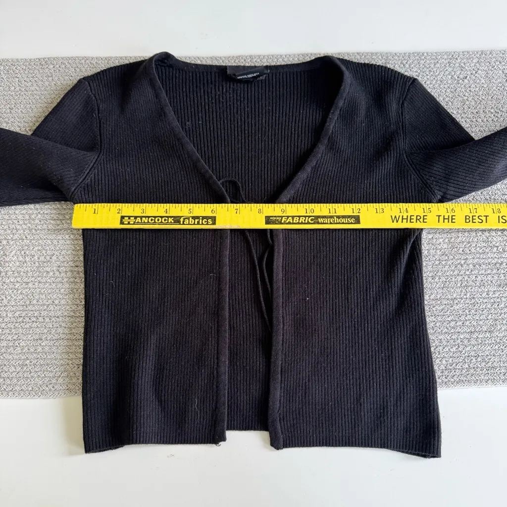 Vintage 90s Y2K It’s Our Time Black Ribbed Tie Front Cardigan Knit Top Sz Large - Image 7