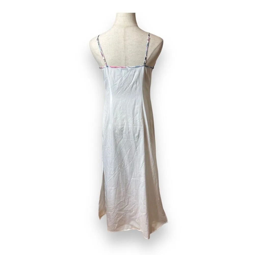 NWT CLUB MONACO Slip Nightgown Women's Size 00 White Long Satin Spaghetti Strap - Image 3